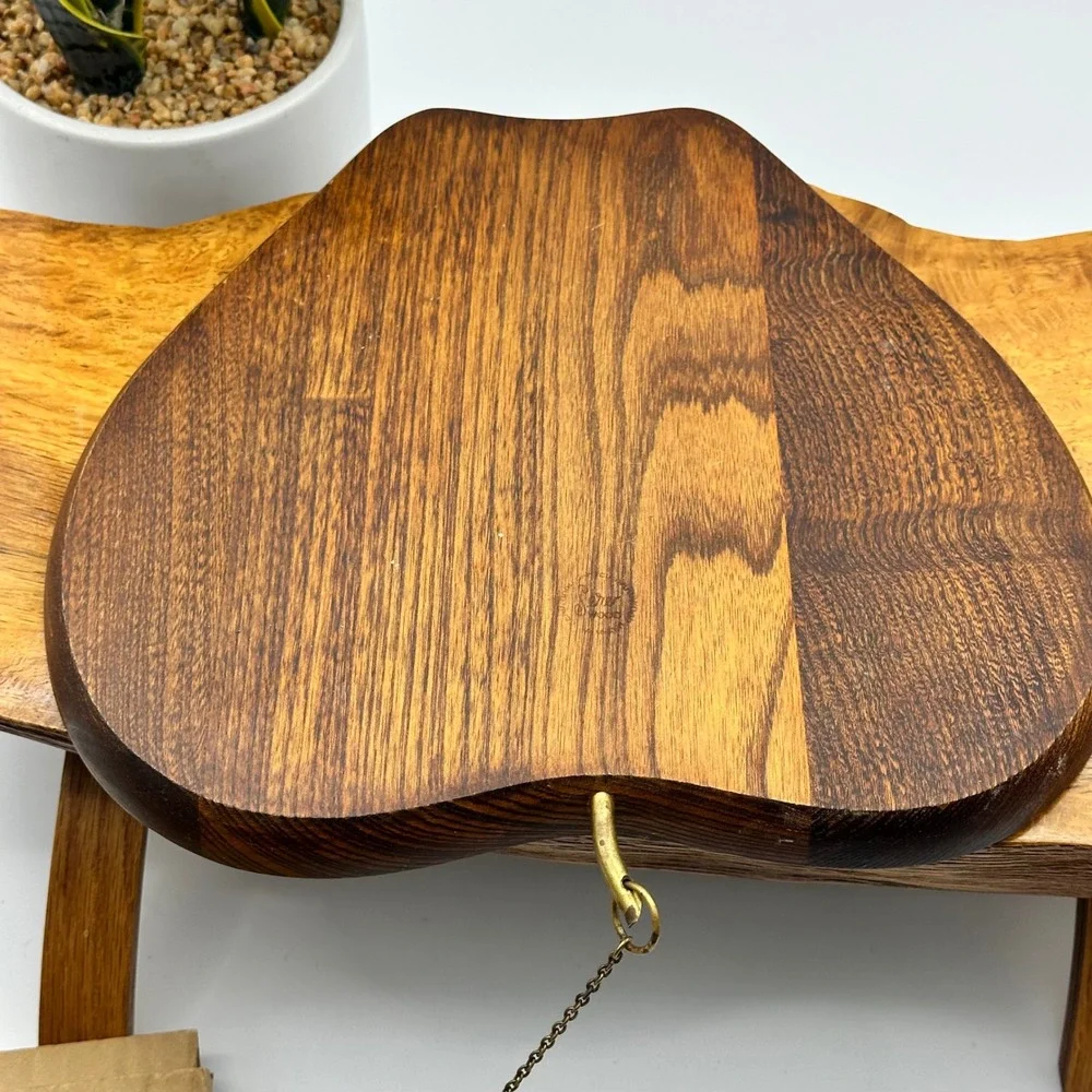 Fred Press Rubel Serv Wood Cheese Board Heart Fruit Tile Knife Vintage 562 Japan